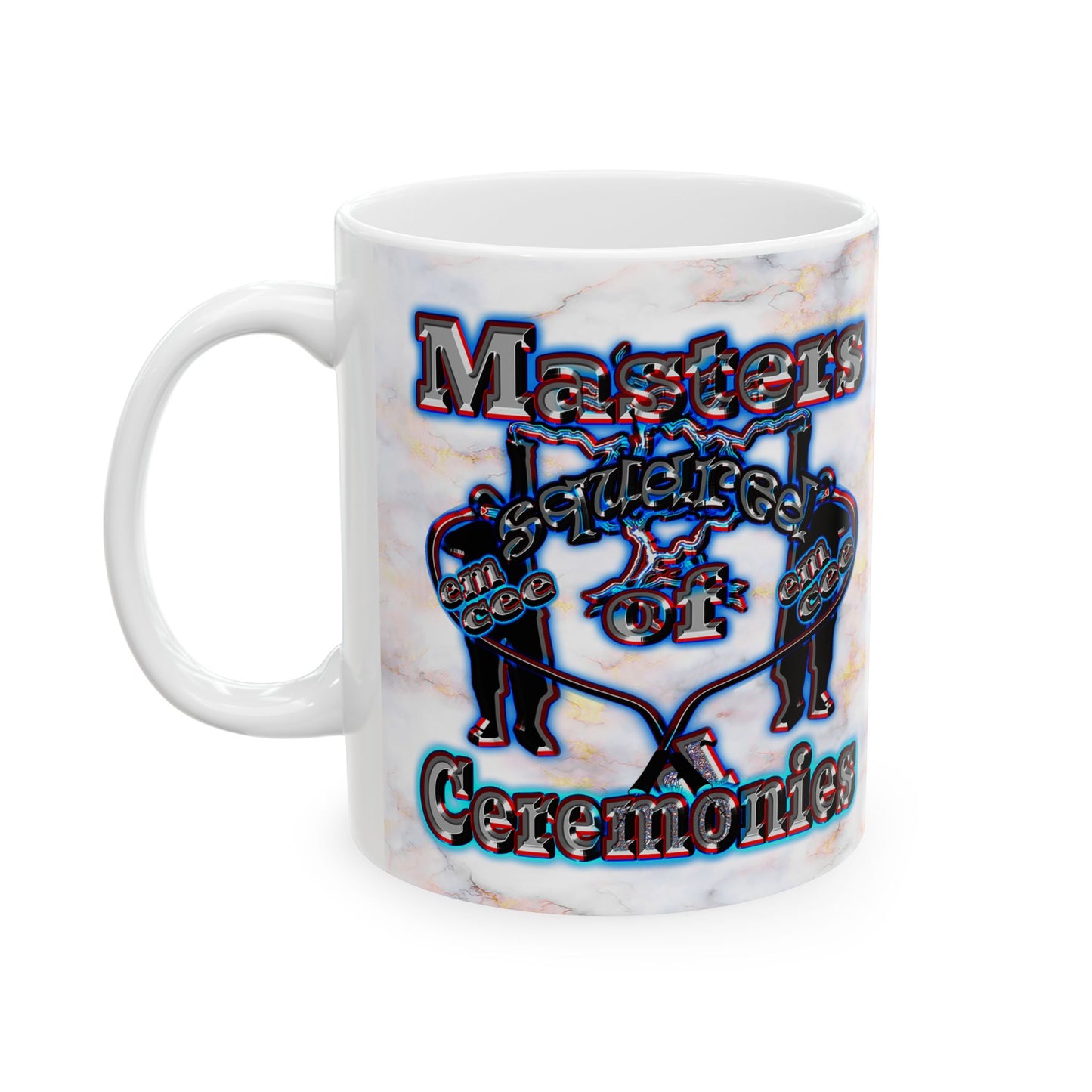 em cee squared - White Mug (white marble)