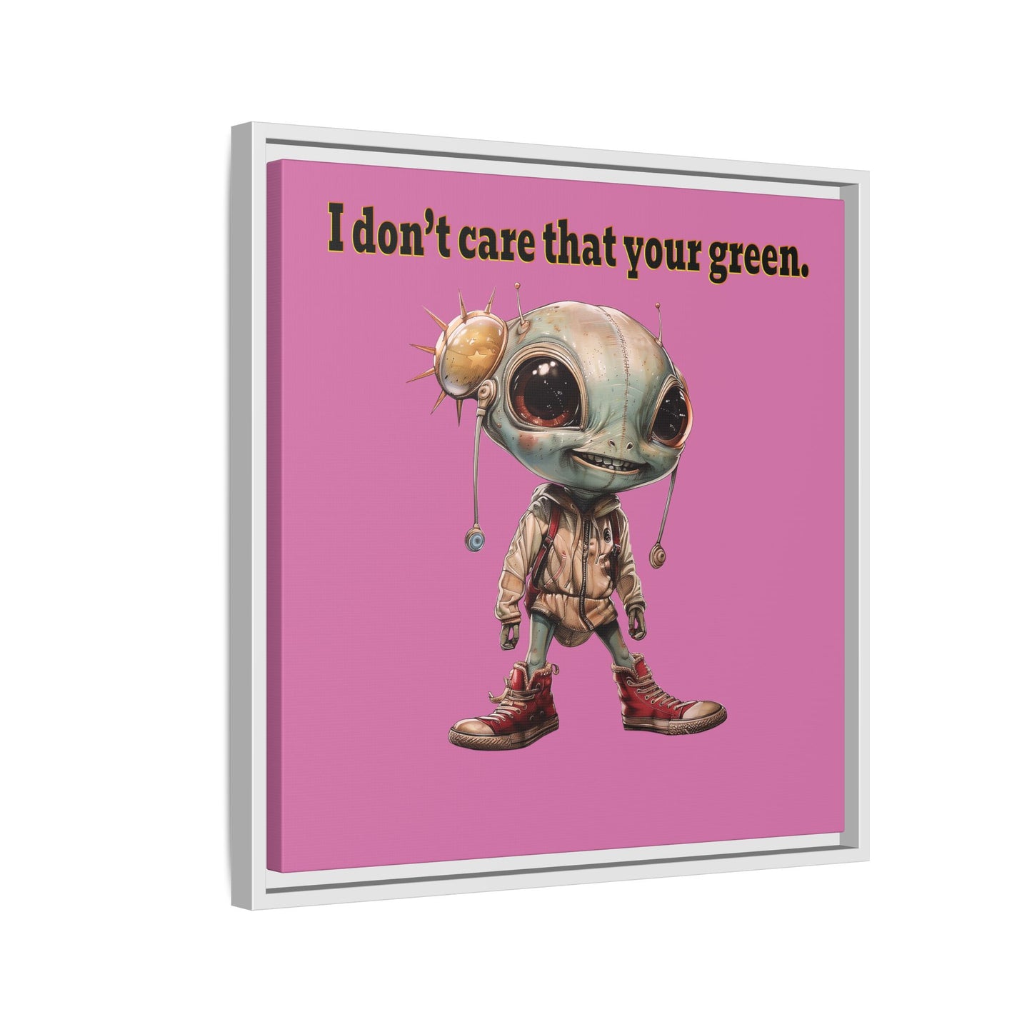 I don't care that your green - framed canvas art (light pink)
