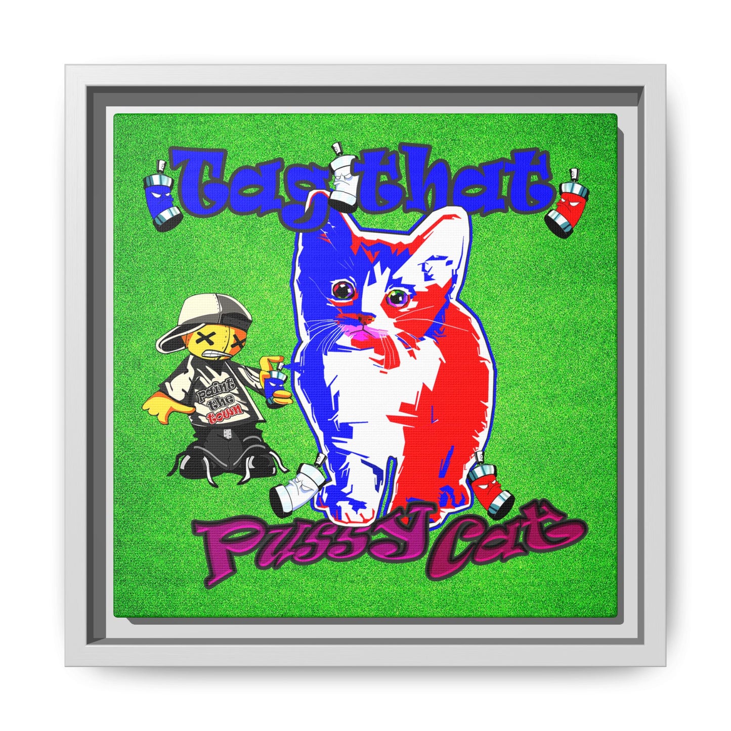 tag that - framed canvas art (green turf)