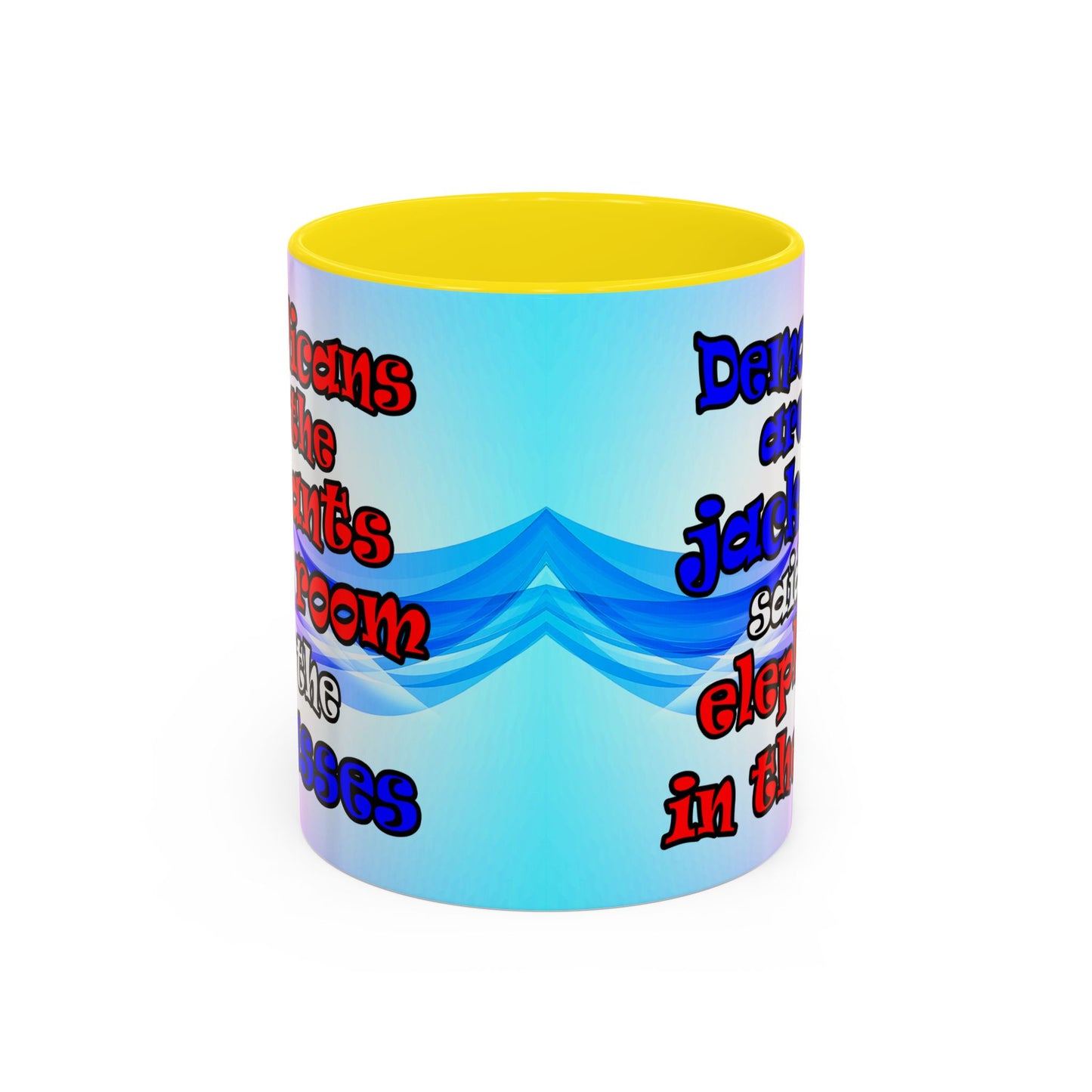 donkeys and elephants - Accent Mug (light blue-pink wave)