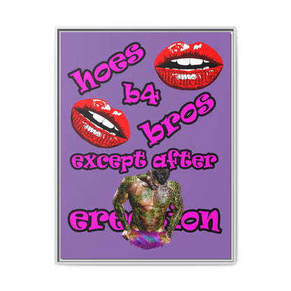 hoes b4 bros - framed canvas art (light purple)