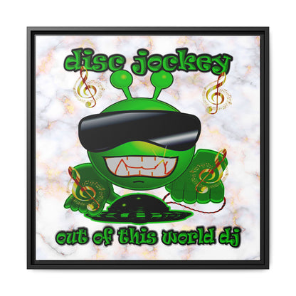 disc jockey - framed canvas art (white marble)