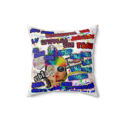 drop the beat - Faux Suede Square Pillow - (white marble)