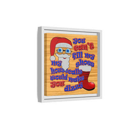 santa's shoes - framed canvas art (butterscotch wood finish)