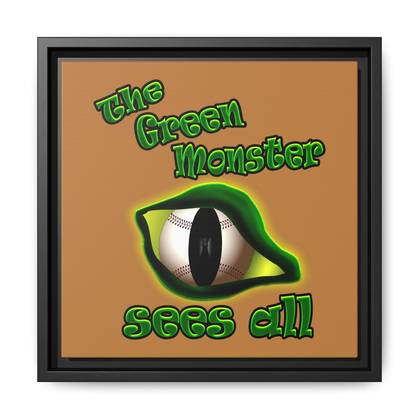green monster - framed canvas art (light brown)