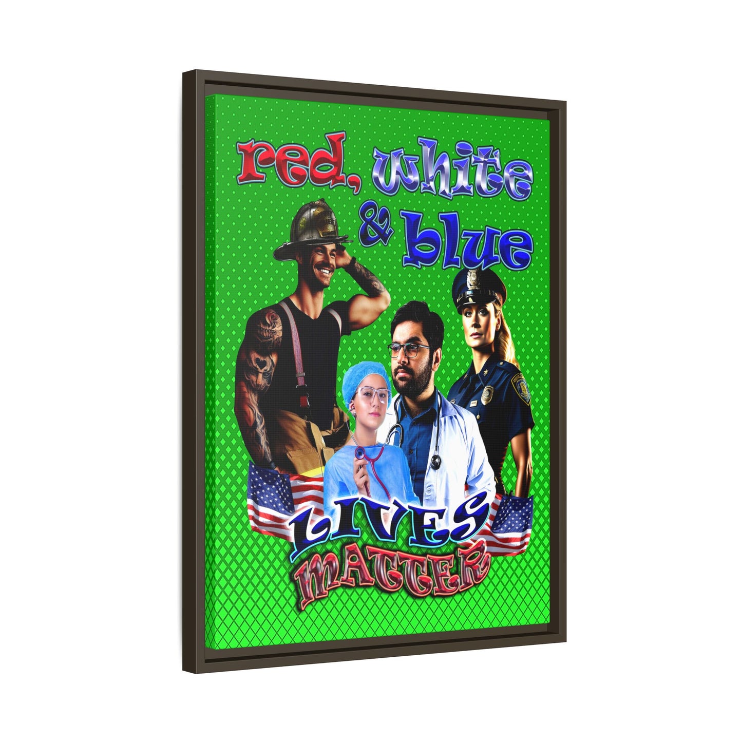 rw&b lives matter - framed canvas art (logo green)