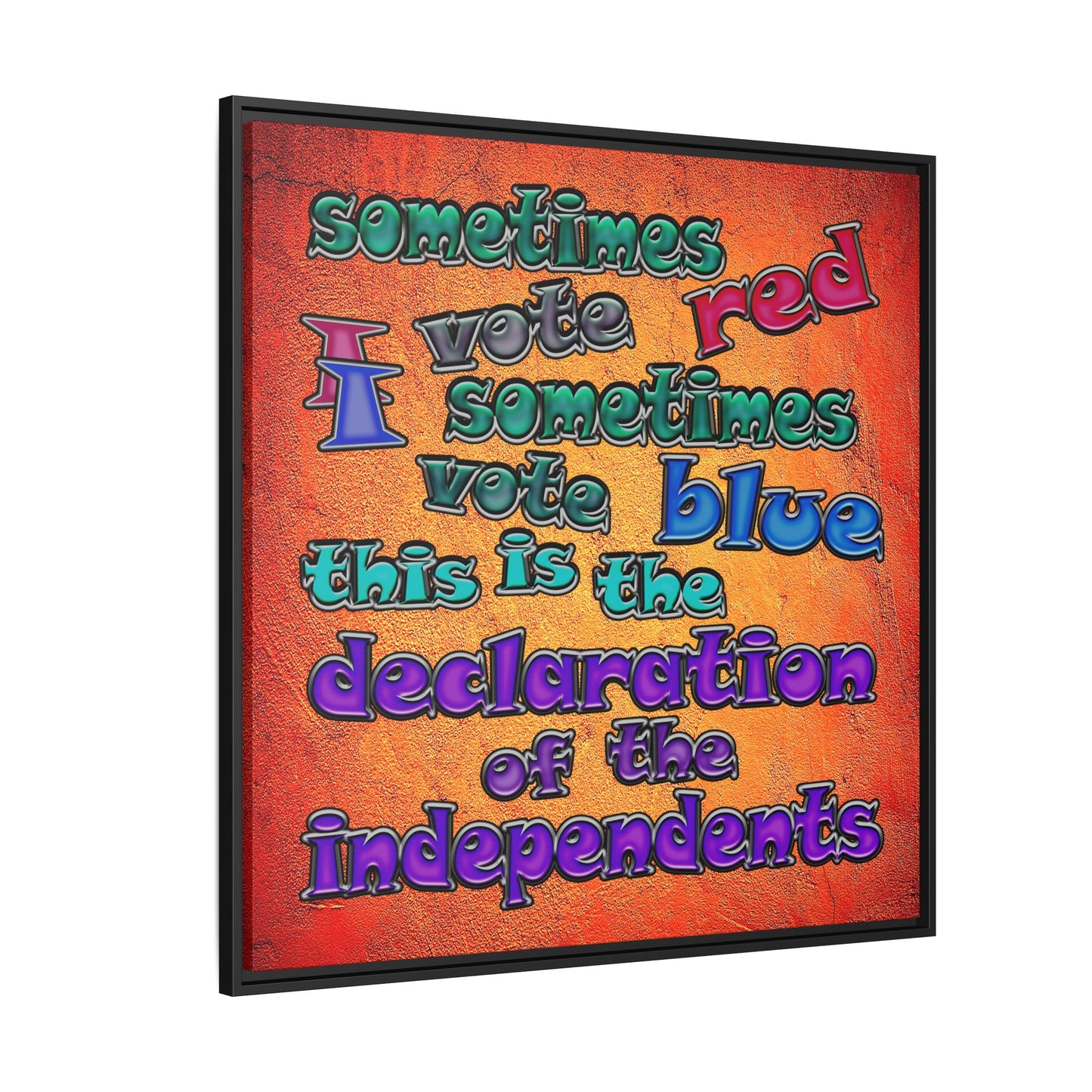declaration of the independents - framed canvas art (burnt orange)