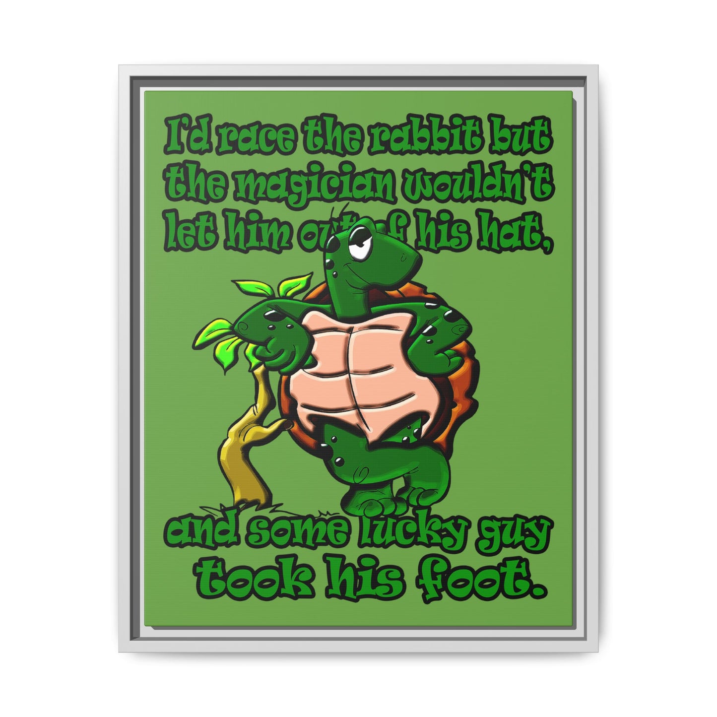 turtle race - framed canvas art (green)