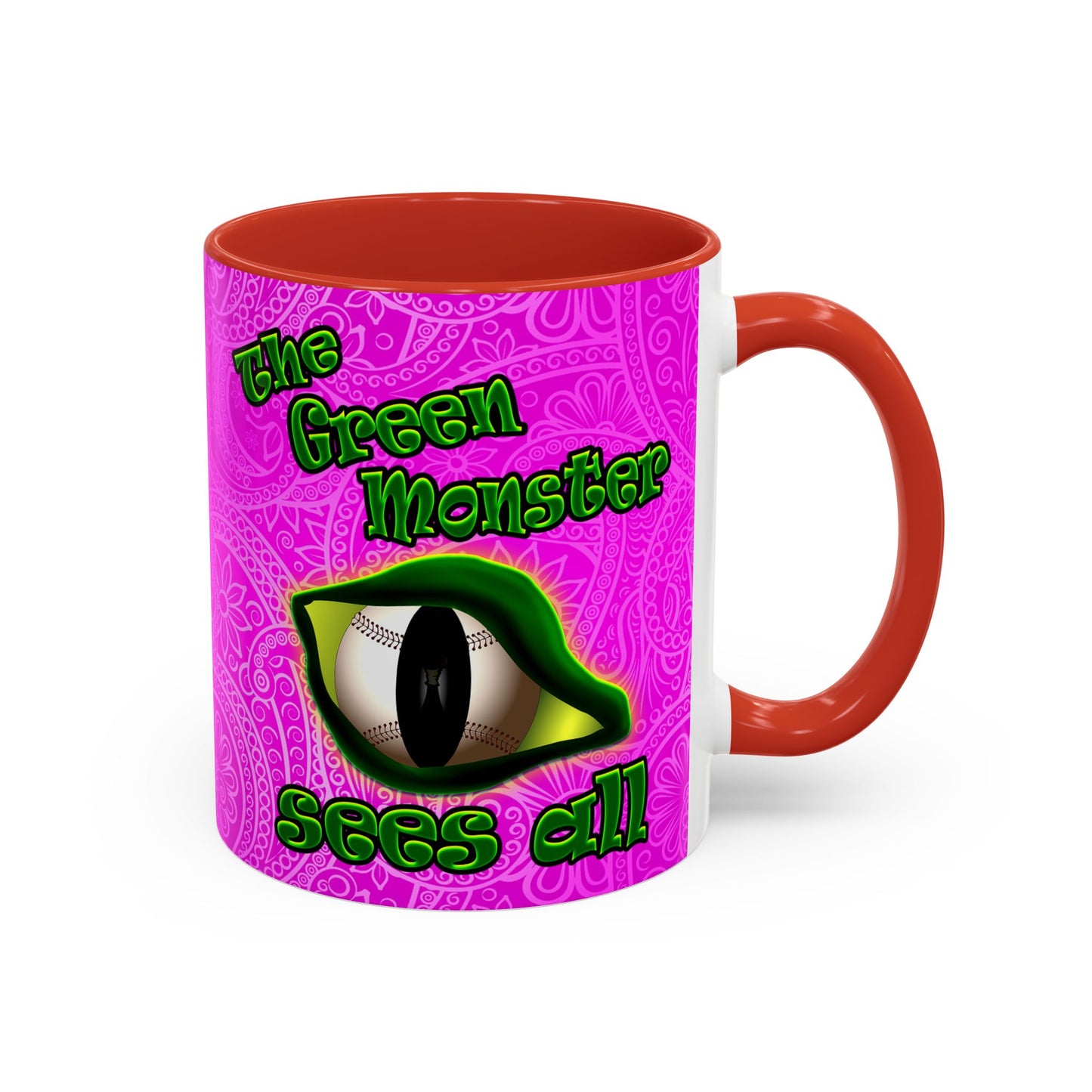 green monster - Accent Mug (pink swirl)