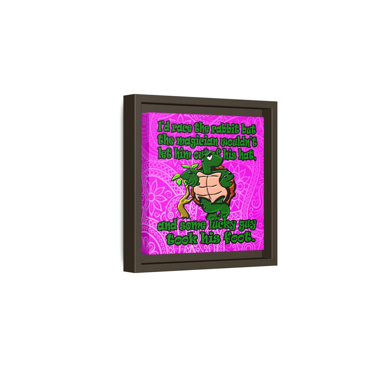 turtle race - framed canvas art (pink swirl)