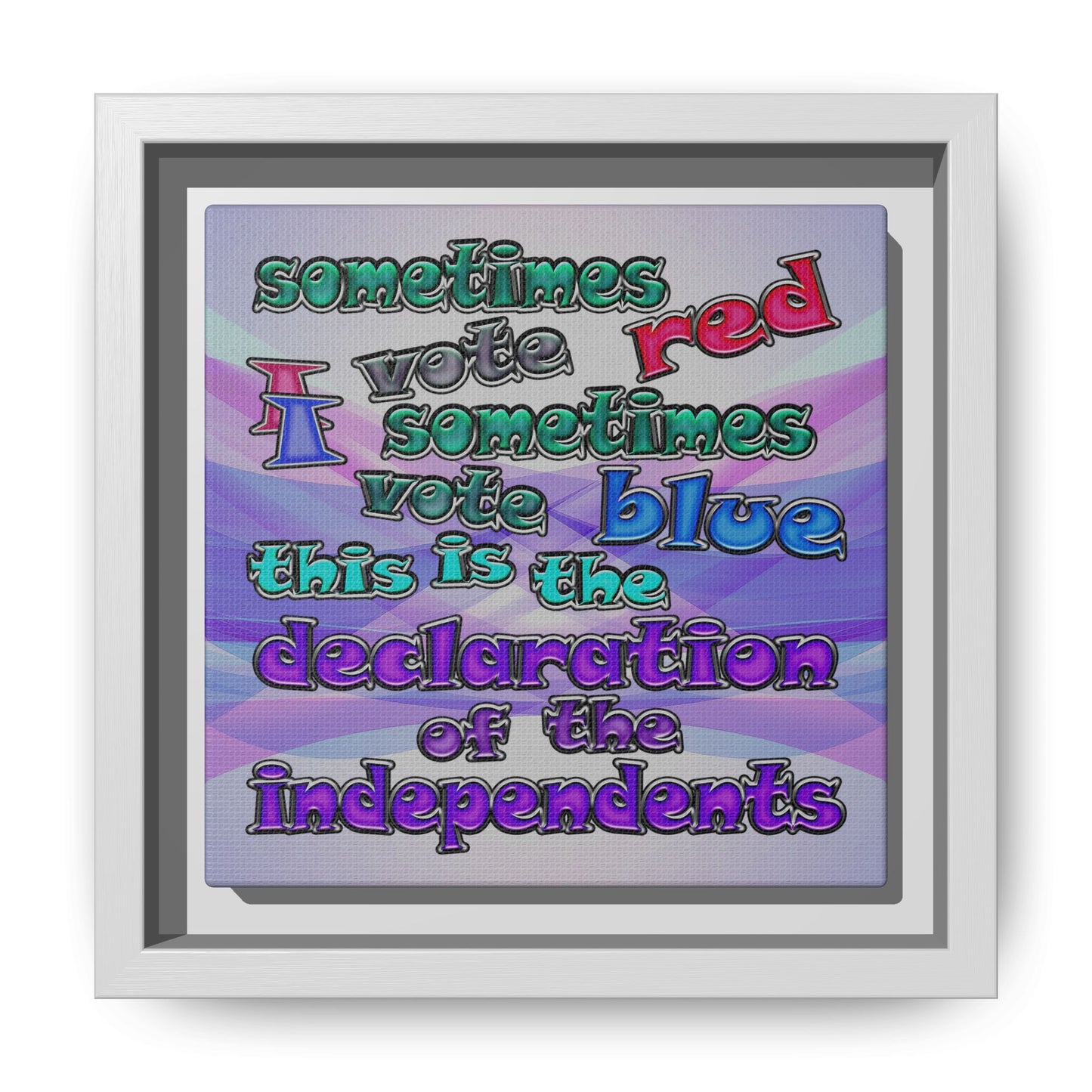 declaration of the independents - framed canvas art (light blue-pink wave)