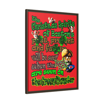 christmas spirits of boston - framed canvas art (red)