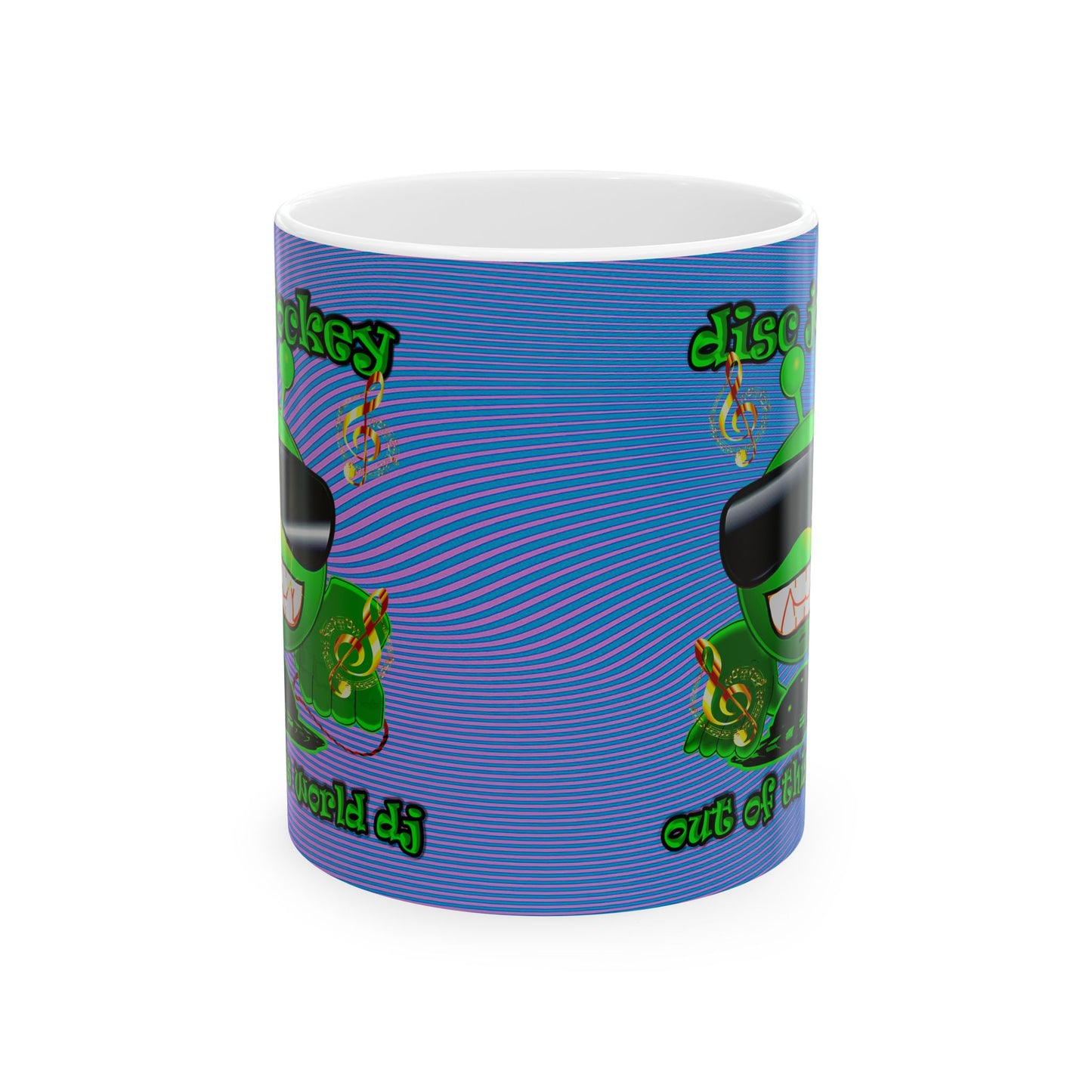 disc jockey - White Mug (light blue-purple wave)