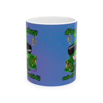 disc jockey - White Mug (light blue-purple wave)