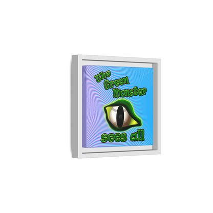 green monster - framed canvas art (light blue-purple wave)