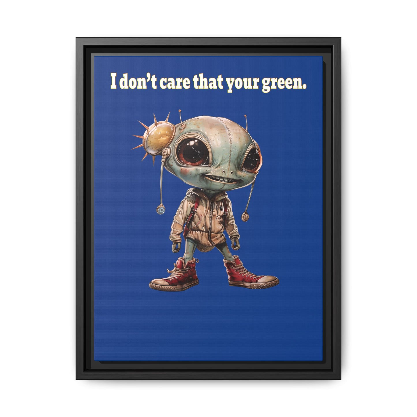 I don't care that your green - framed canvas art (dark blue)