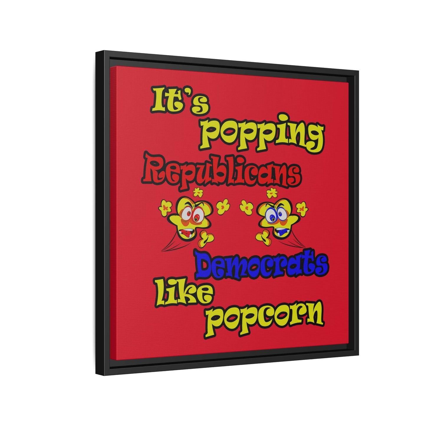 popping like popcorn - framed canvas art (dark red)