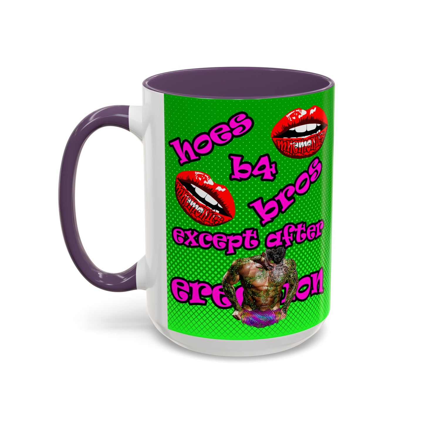 hoes b4 bros - Accent Mug (logo green)