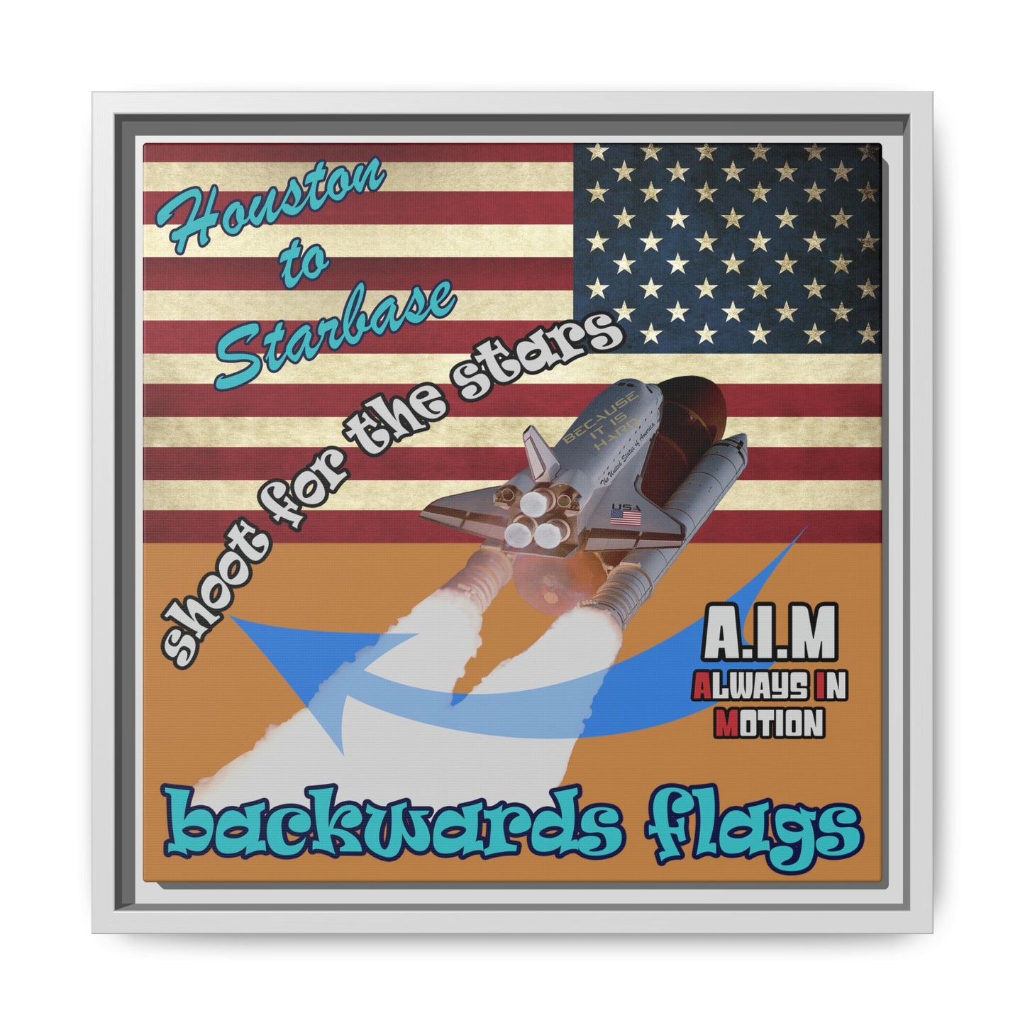 shoot for the stars - framed canvas art (light brown)