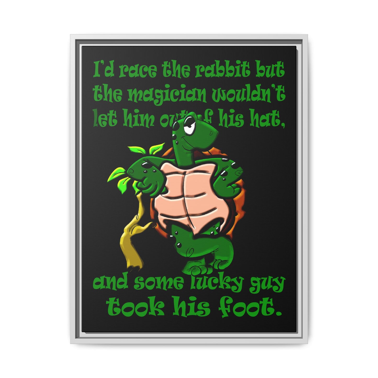 turtle race - framed canvas art (black)