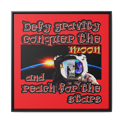 defy conquer reach - framed canvas art (red)