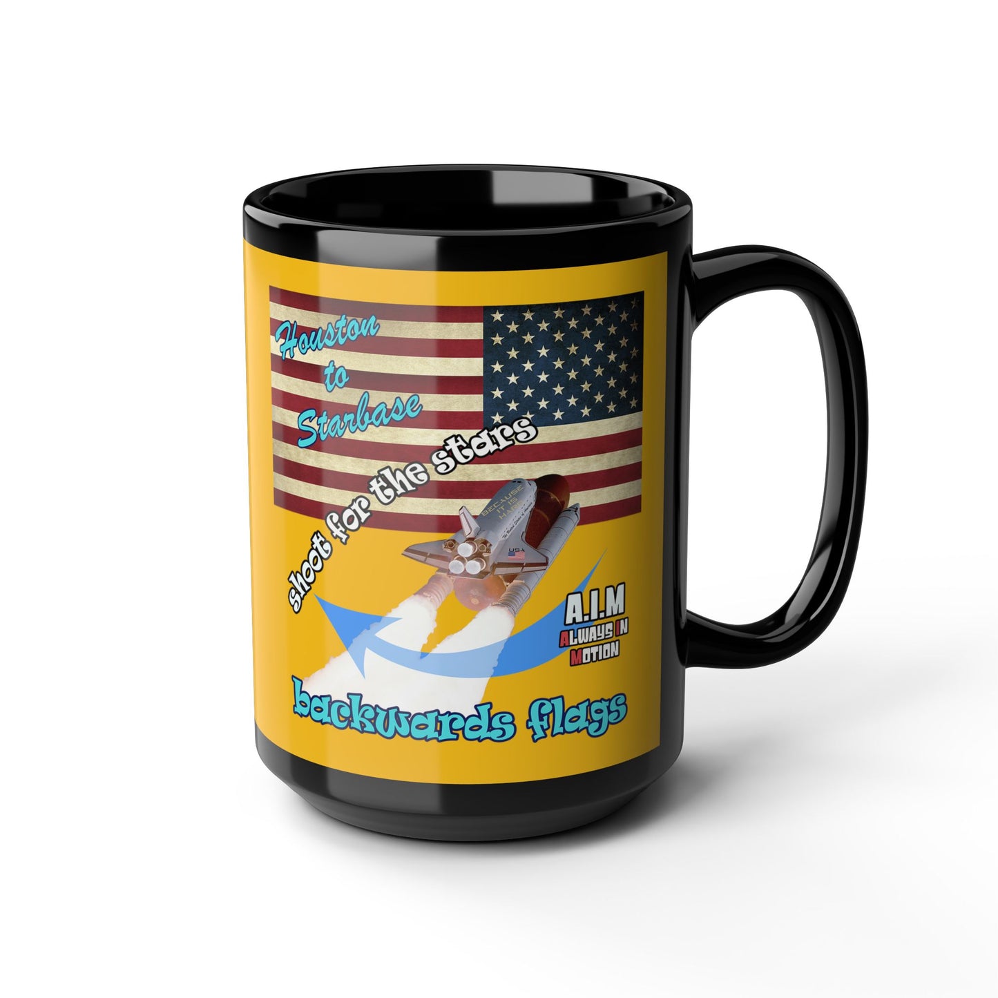 shoot for the stars - Black Mug (yellow)