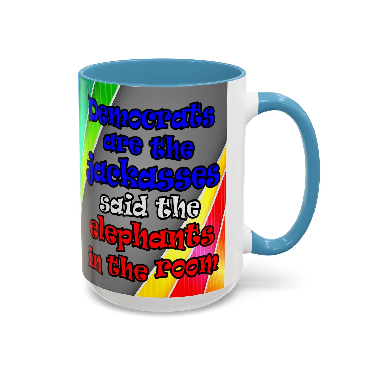 donkeys and elephants - Accent Mug (rainbow split)