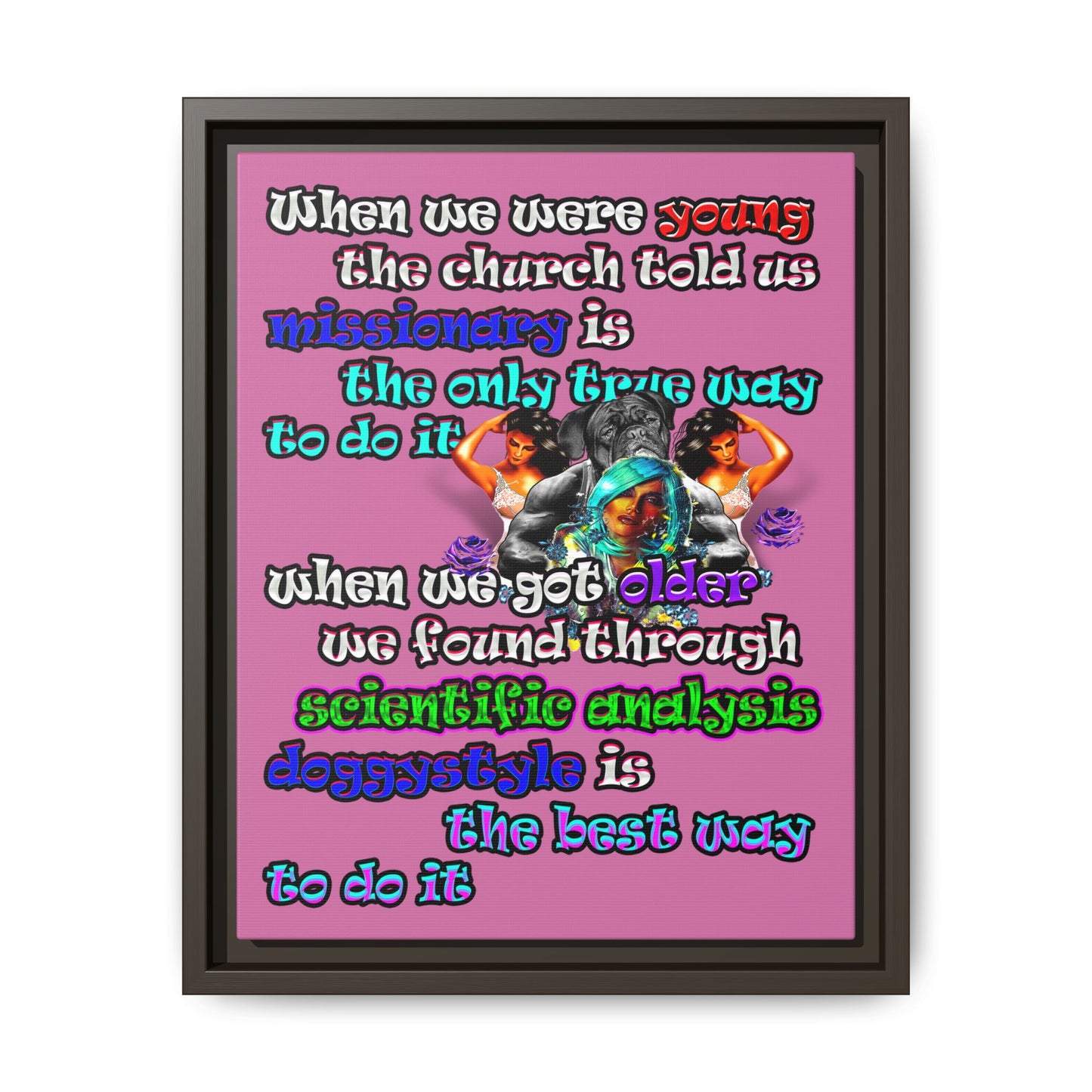 doggystyle - framed canvas art (light pink)