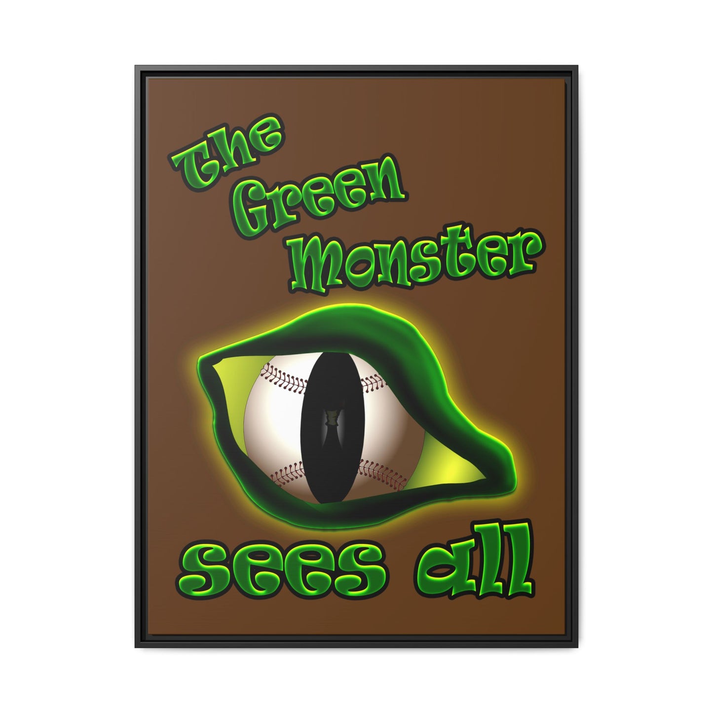 green monster - framed canvas art (brown)