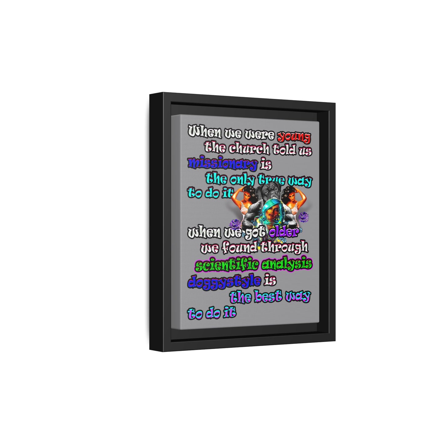 doggystyle - framed canvas art (grey)