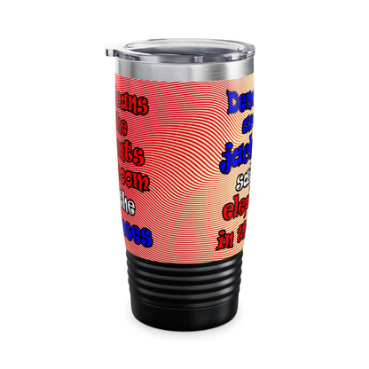 donkeys and elephants - Ringneck Tumbler, 20oz (yellow-orange wave)