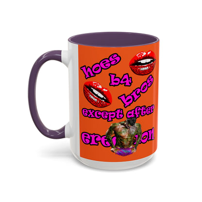 hoes b4 bros - Accent Mug (orange)