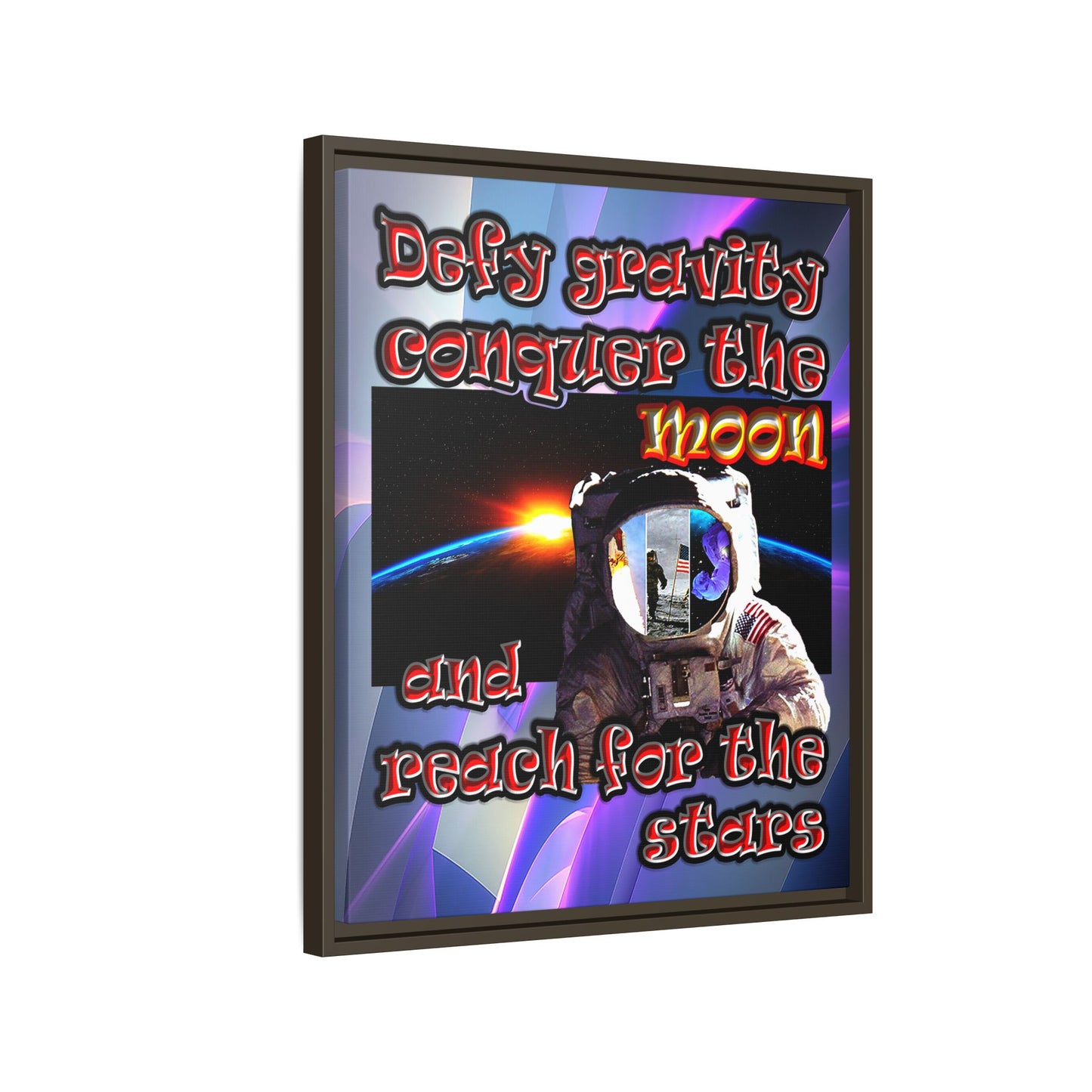 defy conquer reach - framed canvas art (grey-pink wave)