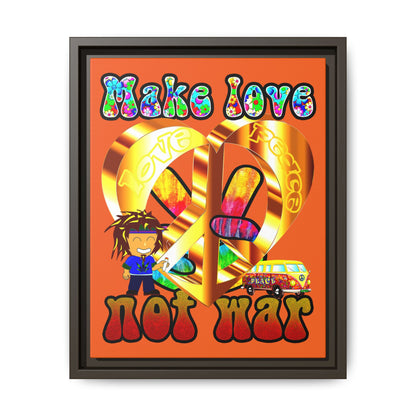 love peace - framed canvas art (orange)