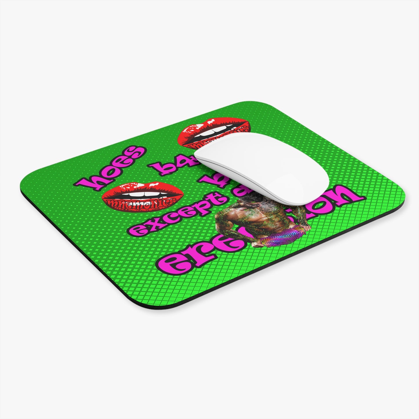hoes b4 bros - Mouse Pad (Rectangle) (logo green)