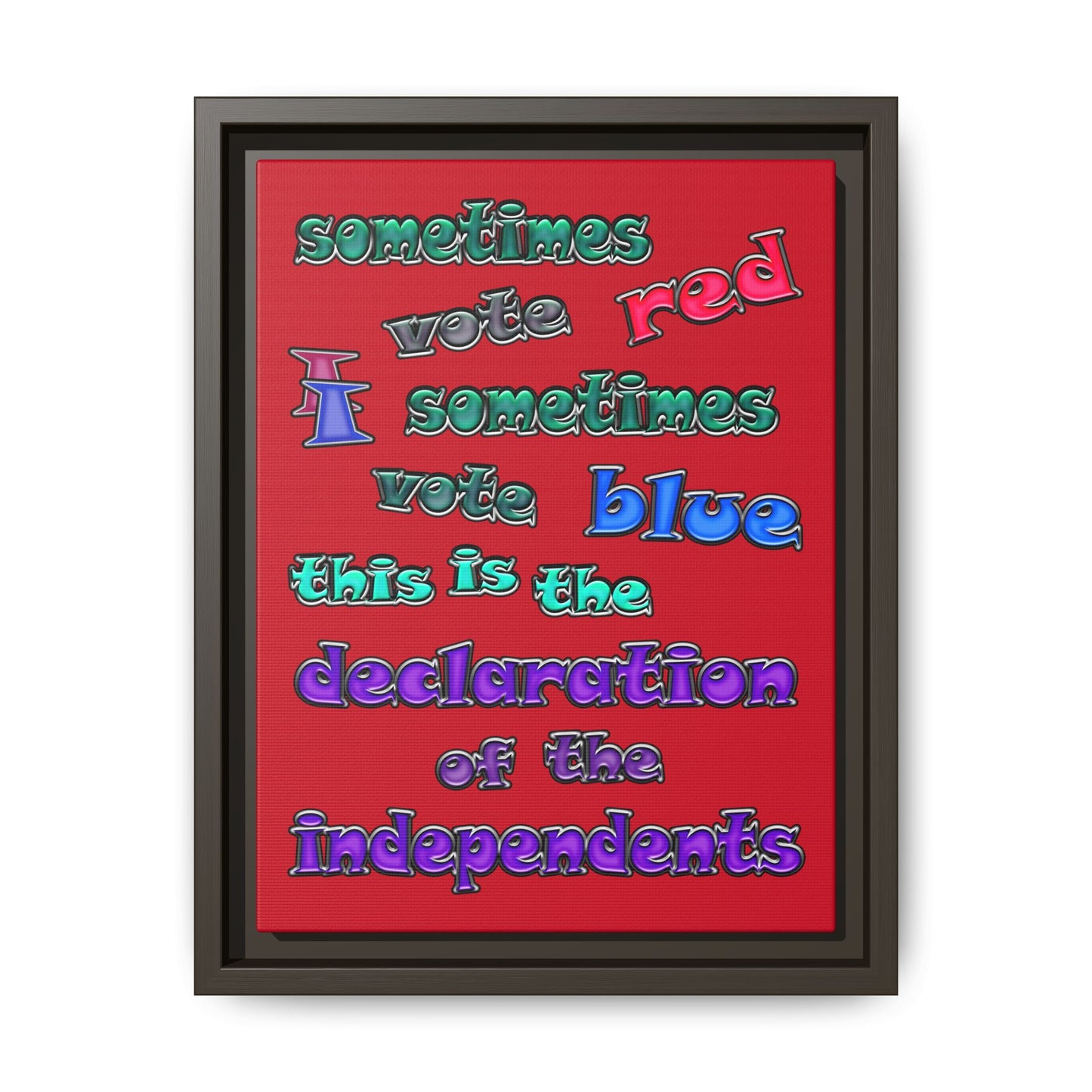 declaration of the independents - framed canvas art (dark red)