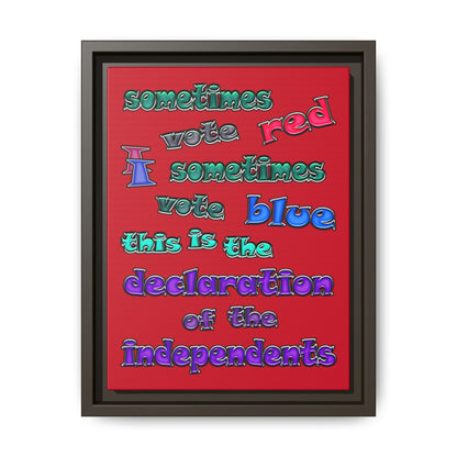 declaration of the independents - framed canvas art (dark red)