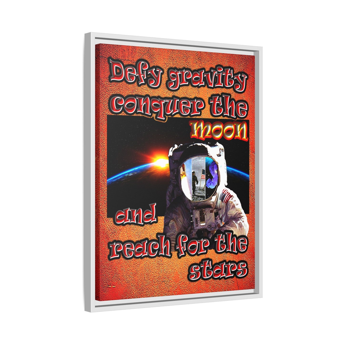 defy conquer reach - framed canvas art (burnt orange)