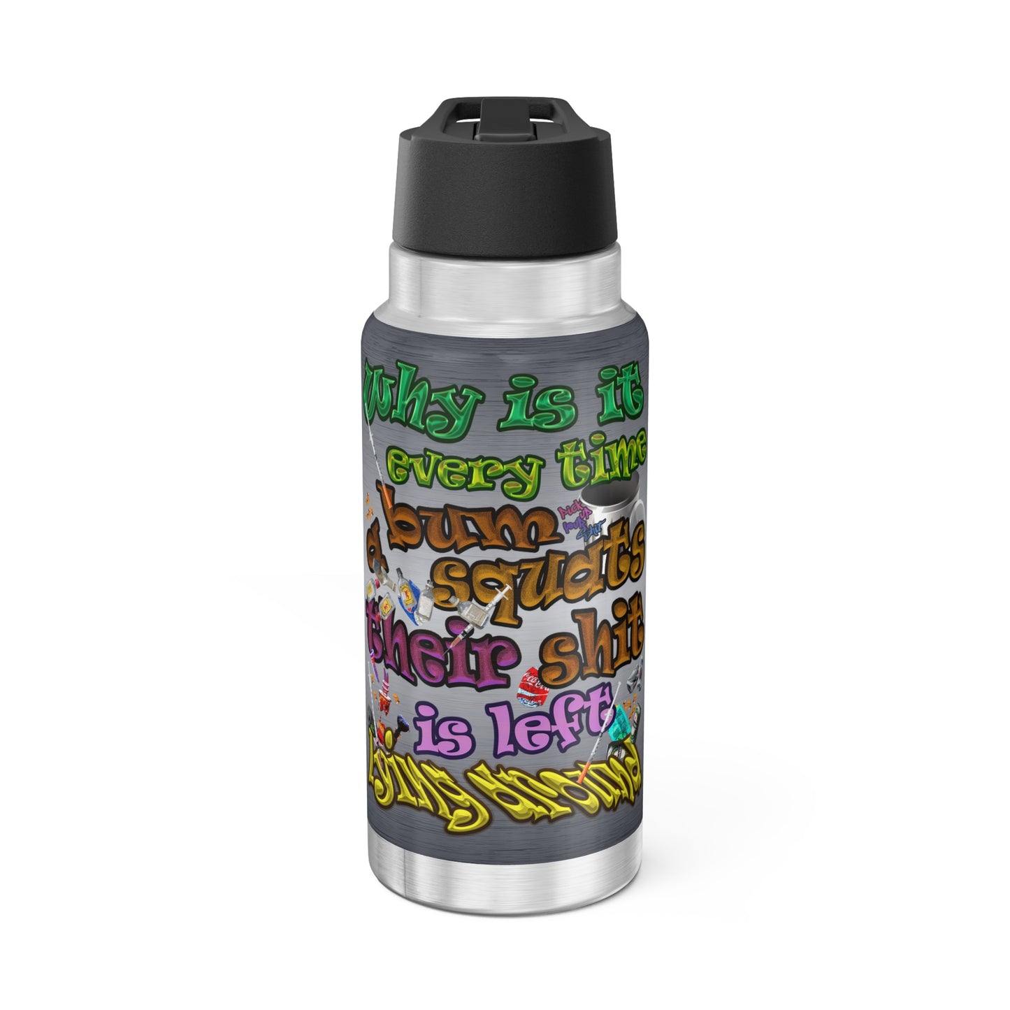 the bum's shit - Gator Tumbler, 32oz (brushed nickel)