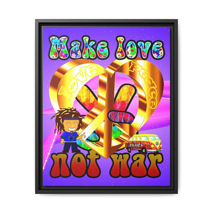 love peace - framed canvas art (purple-pink wave)