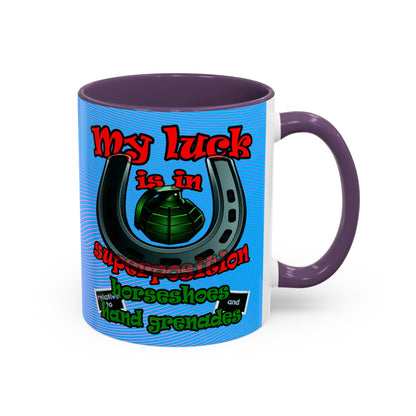 my luck - Accent Mug (light blue-purple wave)