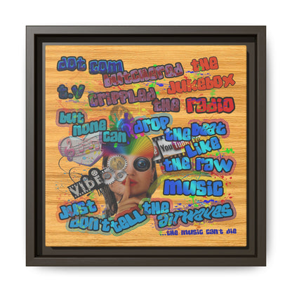 drop the beat - framed canvas art (butterscotch wood finish)