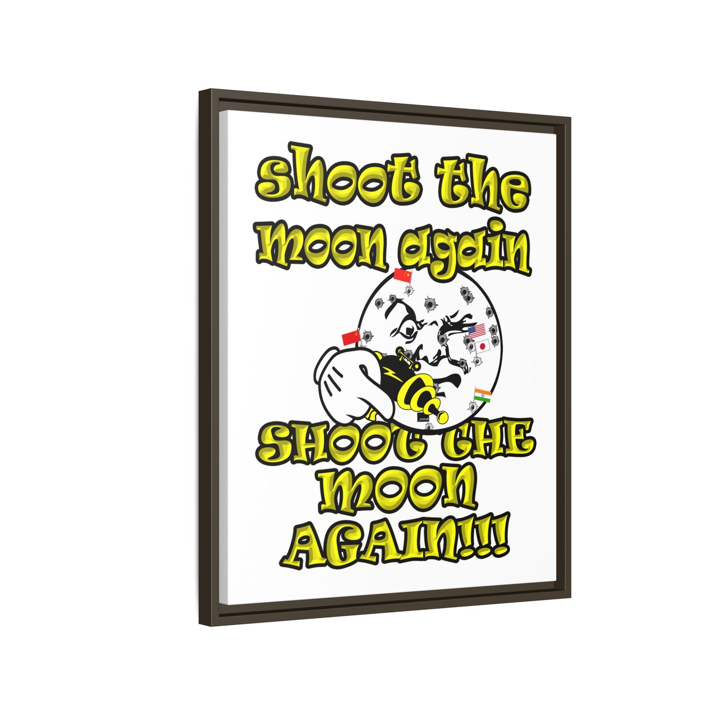 shoot the moon again - framed canvas art (white)