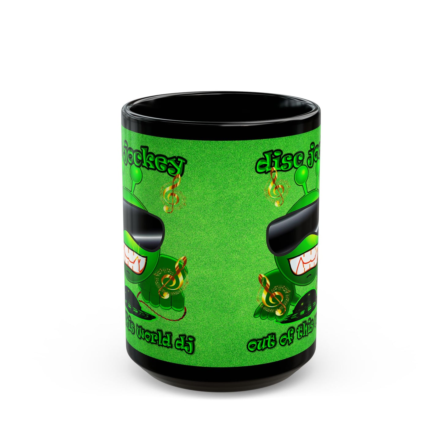 disc jockey - Black Mug (green turf)