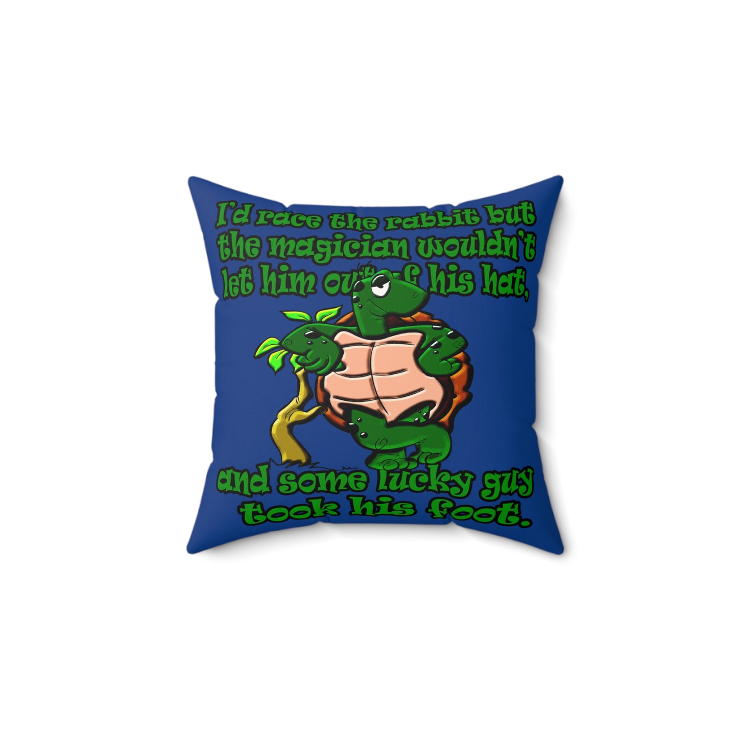 turtle race - Faux Suede Square Pillow - (dark blue)
