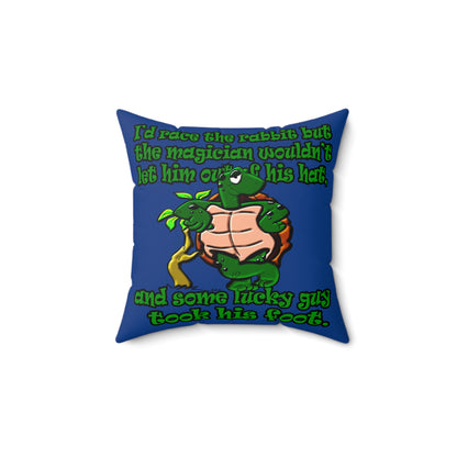 turtle race - Faux Suede Square Pillow - (dark blue)