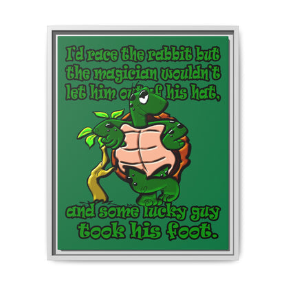 turtle race - framed canvas art (dark green)