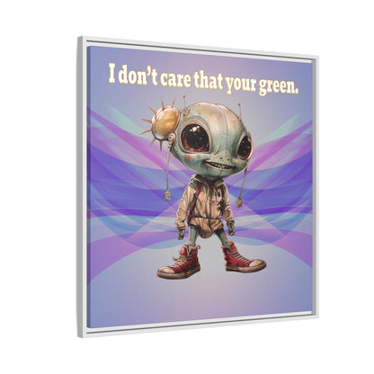I don't care that your green - framed canvas art (light blue-pink wave)