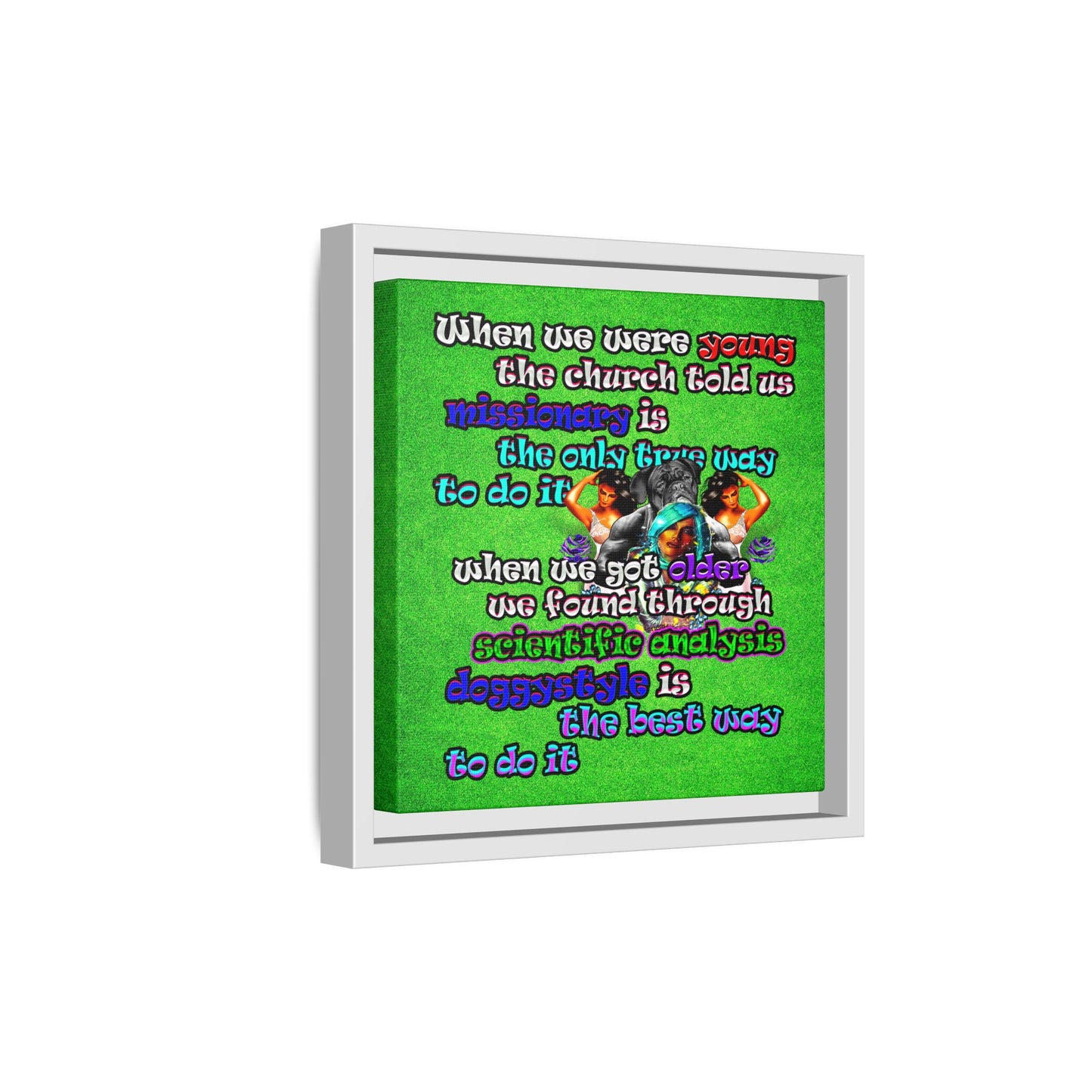 doggystyle - framed canvas art (green turf)