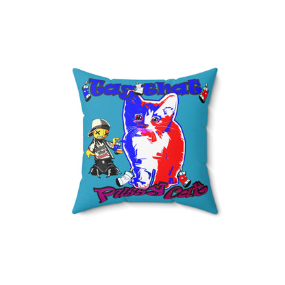 tag that - Spun Polyester Square Pillow - (turquoise)